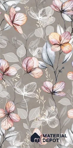Floral Wall Tile TL 11972 D Roxy Silver Decor 4 ft x 2 ft Granulla Finish Vitrified Tile - 9 mm | Suitable for Bathroom, Accent/Feature Wall, Dining Area