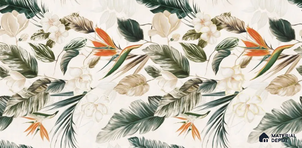 Floral Wall Tile TL 12006 B Botanical Decor-4 4 ft x 2 ft Carving Matte Finish Vitrified Tile - 9 mm | Suitable for Bathroom, Accent/Feature Wall, Dining Area