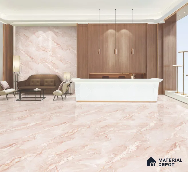 Endless Marble Floor & Wall Tile TL 10854 H Saturn Pink 4 ft x 2 ft Glossy Finish Vitrified Tile - 9 mm | 4 Random Designs | Suitable for Living Room, Bedroom & Kitchen (Sample)