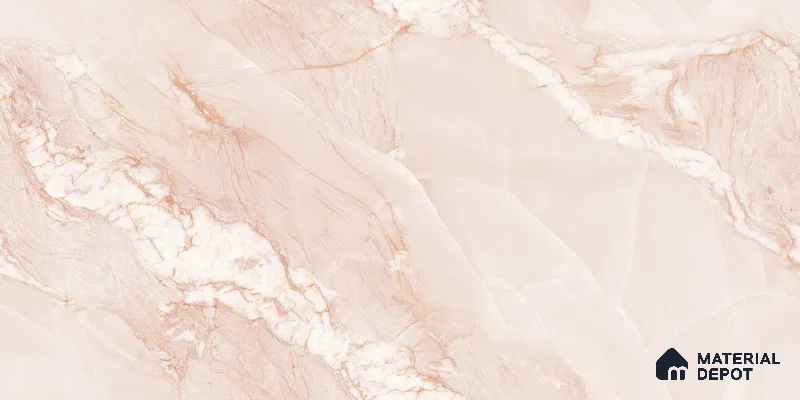 Endless Marble Floor & Wall Tile TL 10854 H Saturn Pink 4 ft x 2 ft Glossy Finish Vitrified Tile - 9 mm | 4 Random Designs | Suitable for Living Room, Bedroom & Kitchen (Sample)