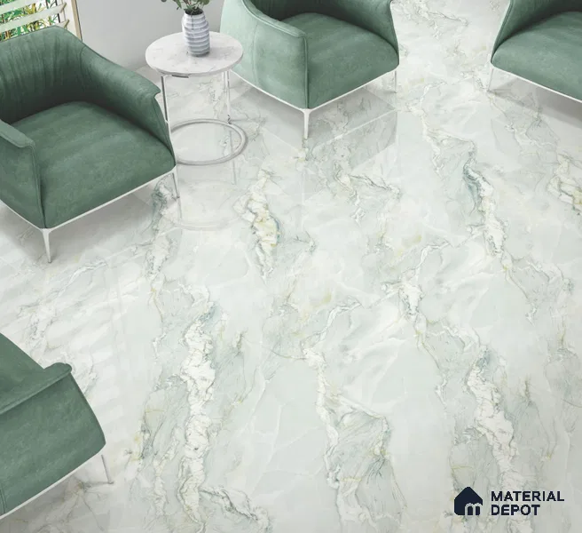 Endless Marble Floor & Wall Tile TL 10854 G Saturn Mint 4 ft x 2 ft Glossy Finish Vitrified Tile - 9 mm | 4 Random Designs | Suitable for Living Room, Bedroom & Kitchen