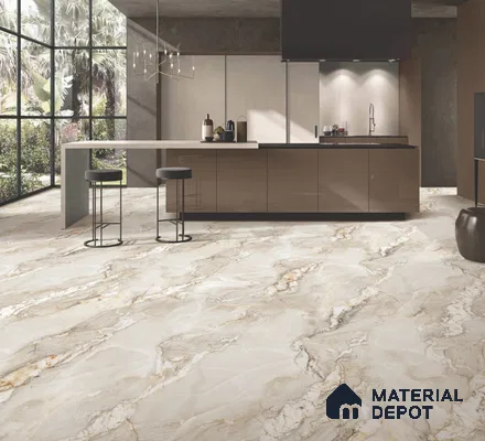 Endless Marble Floor & Wall Tile TL 10854 Saturn Crema 4 ft x 2 ft Carving Matte Finish Vitrified Tile - 9 mm | 4 Random Designs | Suitable for Living Room, Bedroom & Kitchen