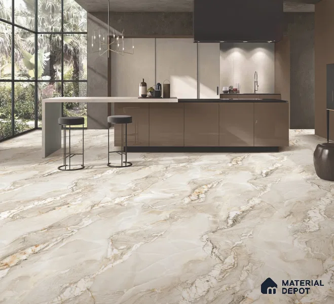 Endless Marble Floor & Wall Tile TL 10854 Saturn Crema 4 ft x 2 ft Carving Matte Finish Vitrified Tile - 9 mm | 4 Random Designs | Suitable for Living Room, Bedroom & Kitchen