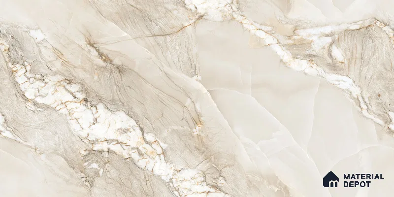 Endless Marble Floor & Wall Tile TL 10854 Saturn Crema 4 ft x 2 ft Carving Matte Finish Vitrified Tile - 9 mm | 4 Random Designs | Suitable for Living Room, Bedroom & Kitchen
