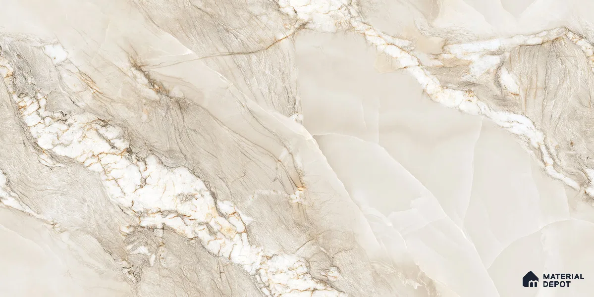 Endless Marble Floor & Wall Tile TL 10854 Saturn Crema 4 ft x 2 ft Carving Matte Finish Vitrified Tile - 9 mm | 4 Random Designs | Suitable for Living Room, Bedroom & Kitchen