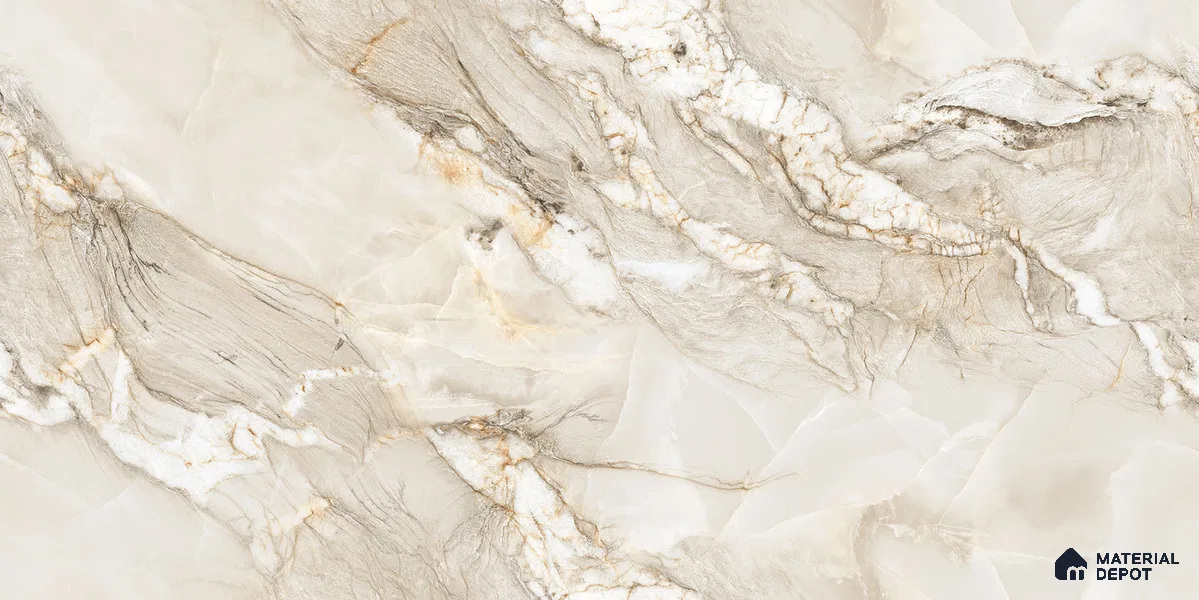 Endless Marble Floor & Wall Tile TL 10854 Saturn Crema 4 ft x 2 ft Carving Matte Finish Vitrified Tile - 9 mm | 4 Random Designs | Suitable for Living Room, Bedroom & Kitchen