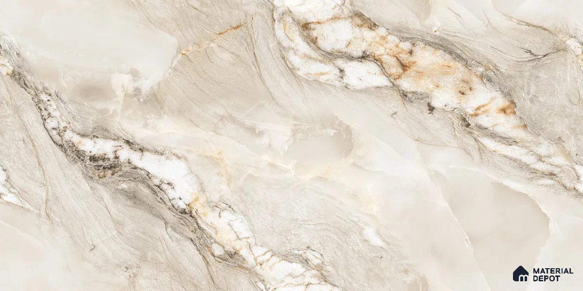 Endless Marble Floor & Wall Tile TL 10854 Saturn Crema 4 ft x 2 ft Carving Matte Finish Vitrified Tile - 9 mm | 4 Random Designs | Suitable for Living Room, Bedroom & Kitchen