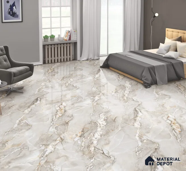 Endless Marble Floor & Wall Tile TL 10854 F Saturn Grey 4 ft x 2 ft Glossy Finish Vitrified Tile - 9 mm | 4 Random Designs | Suitable for Living Room, Bedroom & Kitchen