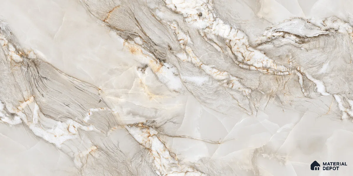 Endless Marble Floor & Wall Tile TL 10854 F Saturn Grey 4 ft x 2 ft Glossy Finish Vitrified Tile - 9 mm | 4 Random Designs | Suitable for Living Room, Bedroom & Kitchen