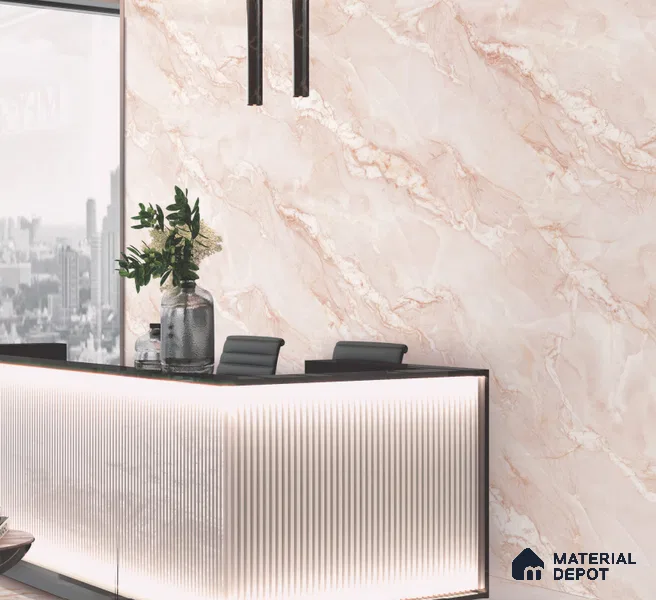 Endless Marble Floor & Wall Tile TL 10854 D Saturn Pink 4 ft x 2 ft Carving Matte Finish Vitrified Tile - 9 mm | 4 Random Designs | Suitable for Living Room, Bedroom & Kitchen (Sample)