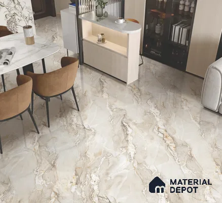 Endless Marble Floor & Wall Tile TL 10854 E Saturn Crema 4 ft x 2 ft Glossy Finish Vitrified Tile - 9 mm | 4 Random Designs | Suitable for Living Room, Bedroom & Kitchen