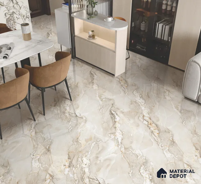 Endless Marble Floor & Wall Tile TL 10854 E Saturn Crema 4 ft x 2 ft Glossy Finish Vitrified Tile - 9 mm | 4 Random Designs | Suitable for Living Room, Bedroom & Kitchen