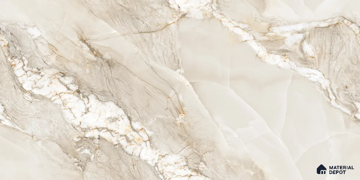 Endless Marble Floor & Wall Tile TL 10854 E Saturn Crema 4 ft x 2 ft Glossy Finish Vitrified Tile - 9 mm | 4 Random Designs | Suitable for Living Room, Bedroom & Kitchen