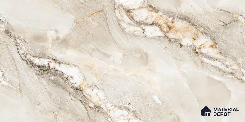 Endless Marble Floor & Wall Tile TL 10854 E Saturn Crema 4 ft x 2 ft Glossy Finish Vitrified Tile - 9 mm | 4 Random Designs | Suitable for Living Room, Bedroom & Kitchen