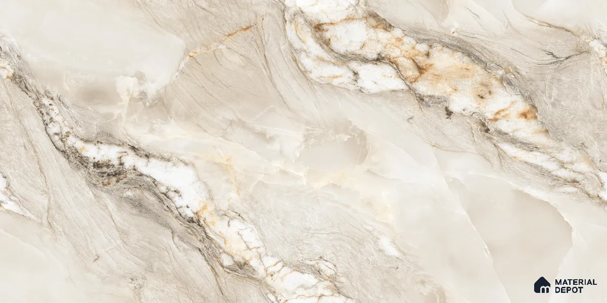 Endless Marble Floor & Wall Tile TL 10854 E Saturn Crema 4 ft x 2 ft Glossy Finish Vitrified Tile - 9 mm | 4 Random Designs | Suitable for Living Room, Bedroom & Kitchen