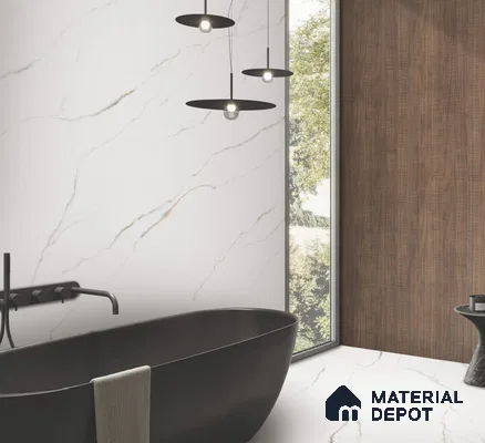 Endless Marble Floor & Wall Tile TL 10849 Statuario Syna Gold 4 ft x 2 ft Punch Carving Matte Finish Vitrified Tile - 9 mm | 4 Random Designs | Suitable for Living Room, Bedroom & Kitchen