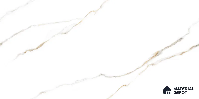 Endless Marble Floor & Wall Tile TL 10849 Statuario Syna Gold 4 ft x 2 ft Punch Carving Matte Finish Vitrified Tile - 9 mm | 4 Random Designs | Suitable for Living Room, Bedroom & Kitchen