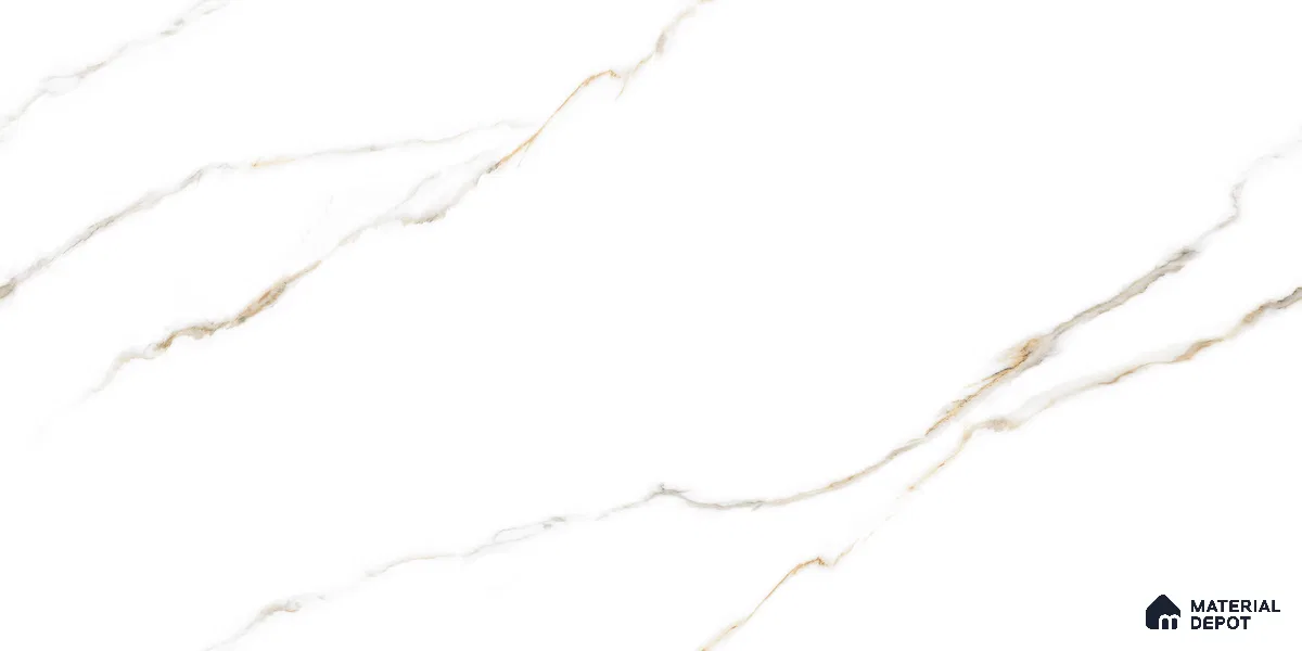 Endless Marble Floor & Wall Tile TL 10849 Statuario Syna Gold 4 ft x 2 ft Punch Carving Matte Finish Vitrified Tile - 9 mm | 4 Random Designs | Suitable for Living Room, Bedroom & Kitchen