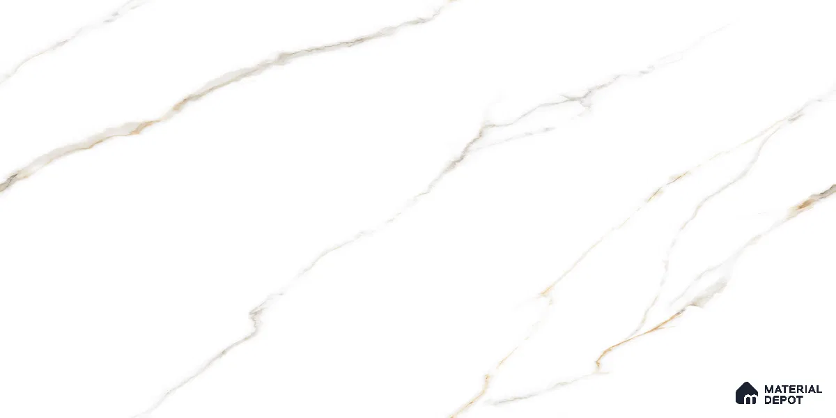 Endless Marble Floor & Wall Tile TL 10849 Statuario Syna Gold 4 ft x 2 ft Punch Carving Matte Finish Vitrified Tile - 9 mm | 4 Random Designs | Suitable for Living Room, Bedroom & Kitchen