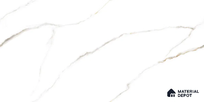 Endless Marble Floor & Wall Tile TL 10849 Statuario Syna Gold 4 ft x 2 ft Punch Carving Matte Finish Vitrified Tile - 9 mm | 4 Random Designs | Suitable for Living Room, Bedroom & Kitchen