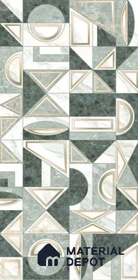Patterned Wall Tile TL 10871 Olimpia Green Decor 4 ft x 2 ft Carving High Gloss Finish Vitrified Tile - 9 mm | Suitable For Bathroom, Accent/Feature Wall, Dining Area