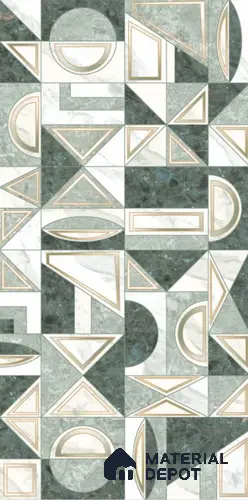 Patterned Wall Tile TL 10871 Olimpia Green Decor 4 ft x 2 ft Carving High Gloss Finish Vitrified Tile - 9 mm | Suitable for Living Room, Bedroom & Kitchen