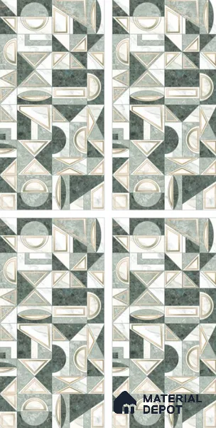 Patterned Wall Tile TL 10871 Olimpia Green Decor 4 ft x 2 ft Carving High Gloss Finish Vitrified Tile - 9 mm | Suitable For Bathroom, Accent/Feature Wall, Dining Area