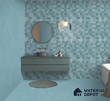 Patterned Wall Tile TL 10845 B Chroma Aqua Decor 4 ft x 2 ft Punch Carving Matte Finish Vitrified Tile - 9 mm | Suitable for Living Room, Bedroom & Kitchen
