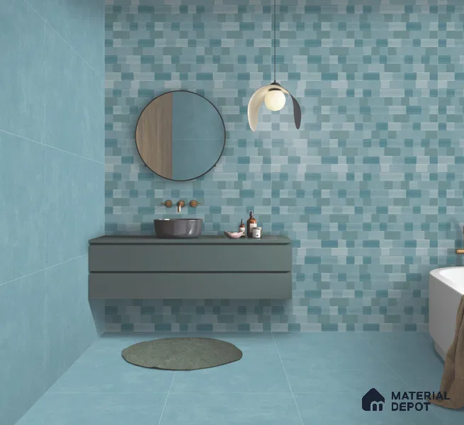 Patterned Wall Tile TL 10845 B Chroma Aqua Decor 4 ft x 2 ft Punch Carving Matte Finish Vitrified Tile - 9 mm | Suitable for Living Room, Bedroom & Kitchen