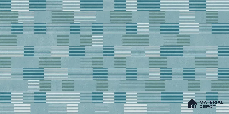 Patterned Wall Tile TL 10845 B Chroma Aqua Decor 4 ft x 2 ft Punch Carving Matte Finish Vitrified Tile - 9 mm | Suitable for Living Room, Bedroom & Kitchen