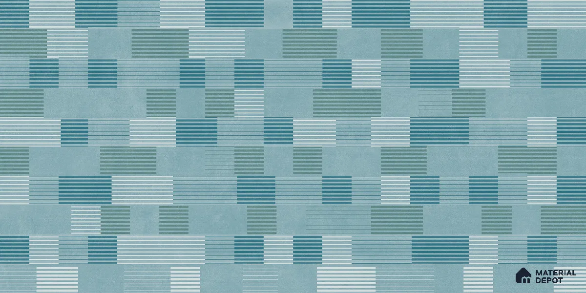 Patterned Wall Tile TL 10845 B Chroma Aqua Decor 4 ft x 2 ft Punch Carving Matte Finish Vitrified Tile - 9 mm | Suitable for Living Room, Bedroom & Kitchen