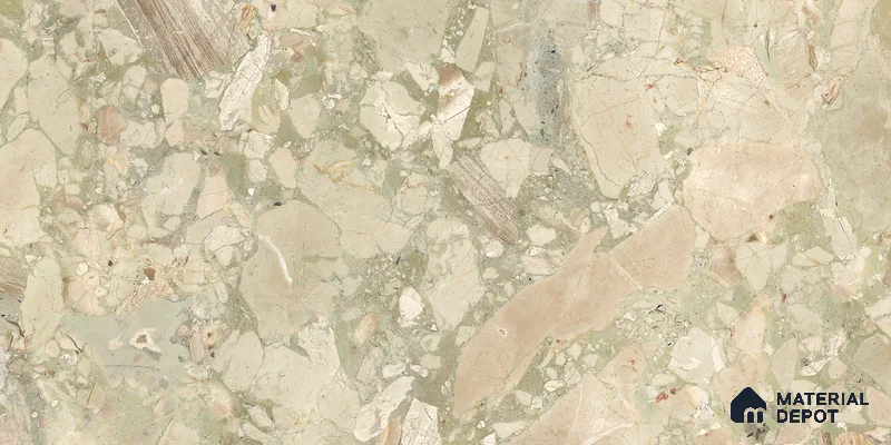 Stone Floor & Wall Tile TL 10857 Floricca Breccia Natural 4 ft x 2 ft Glossy Finish Vitrified Tile - 9 mm | 8 Random Designs | Suitable for Living Room, Bedroom & Kitchen