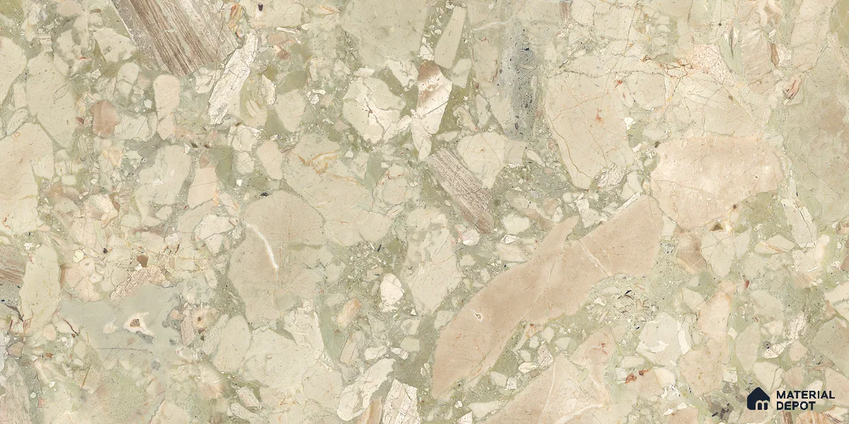 Stone Floor & Wall Tile TL 10857 Floricca Breccia Natural 4 ft x 2 ft Glossy Finish Vitrified Tile - 9 mm | 8 Random Designs | Suitable for Living Room, Bedroom & Kitchen