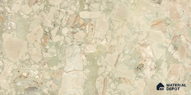 Stone Floor & Wall Tile TL 10857 Floricca Breccia Natural 4 ft x 2 ft Glossy Finish Vitrified Tile - 9 mm | 8 Random Designs | Suitable for Living Room, Bedroom & Kitchen