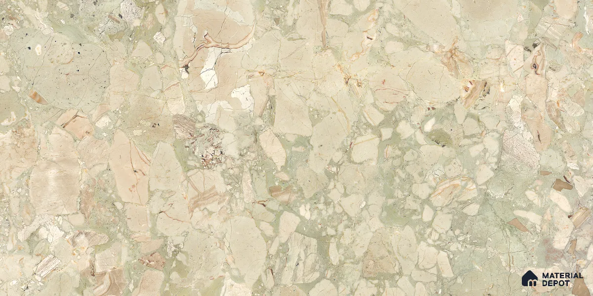 Stone Floor & Wall Tile TL 10857 Floricca Breccia Natural 4 ft x 2 ft Glossy Finish Vitrified Tile - 9 mm | 8 Random Designs | Suitable for Living Room, Bedroom & Kitchen