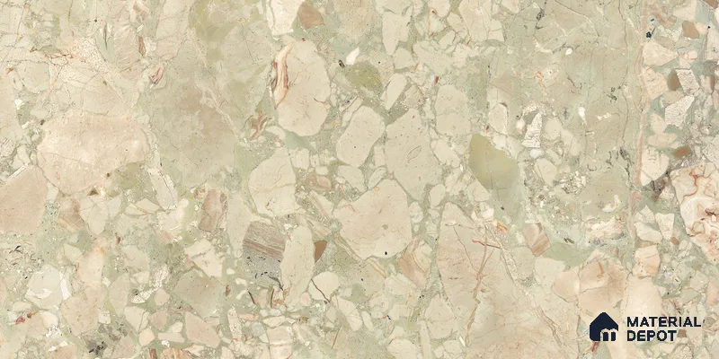 Stone Floor & Wall Tile TL 10857 Floricca Breccia Natural 4 ft x 2 ft Glossy Finish Vitrified Tile - 9 mm | 8 Random Designs | Suitable for Living Room, Bedroom & Kitchen