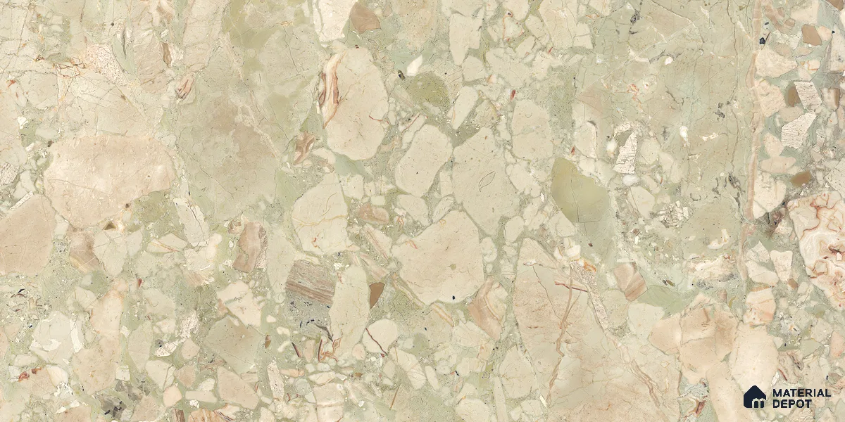 Stone Floor & Wall Tile TL 10857 Floricca Breccia Natural 4 ft x 2 ft Glossy Finish Vitrified Tile - 9 mm | 8 Random Designs | Suitable for Living Room, Bedroom & Kitchen
