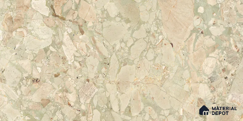 Stone Floor & Wall Tile TL 10857 Floricca Breccia Natural 4 ft x 2 ft Glossy Finish Vitrified Tile - 9 mm | 8 Random Designs | Suitable for Living Room, Bedroom & Kitchen