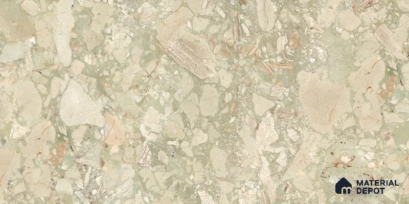 Stone Floor & Wall Tile TL 10857 Floricca Breccia Natural 4 ft x 2 ft Glossy Finish Vitrified Tile - 9 mm | 8 Random Designs | Suitable for Living Room, Bedroom & Kitchen