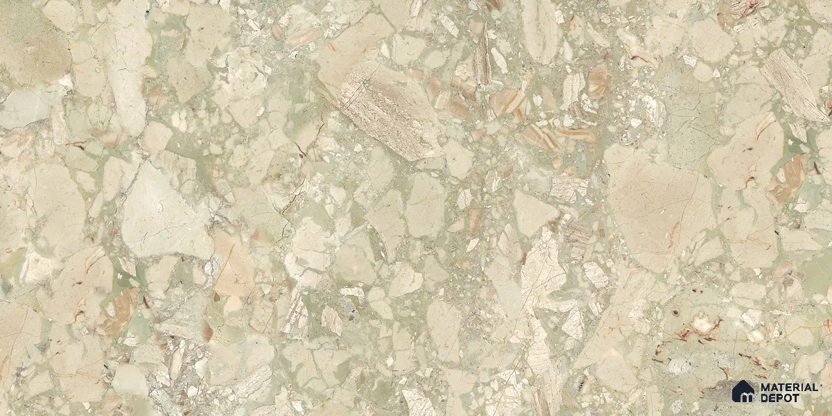 Stone Floor & Wall Tile TL 10857 Floricca Breccia Natural 4 ft x 2 ft Glossy Finish Vitrified Tile - 9 mm | 8 Random Designs | Suitable for Living Room, Bedroom & Kitchen