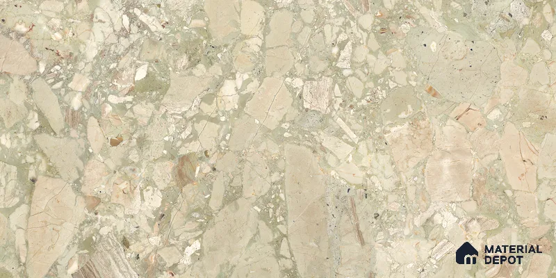 Stone Floor & Wall Tile TL 10857 Floricca Breccia Natural 4 ft x 2 ft Glossy Finish Vitrified Tile - 9 mm | 8 Random Designs | Suitable for Living Room, Bedroom & Kitchen