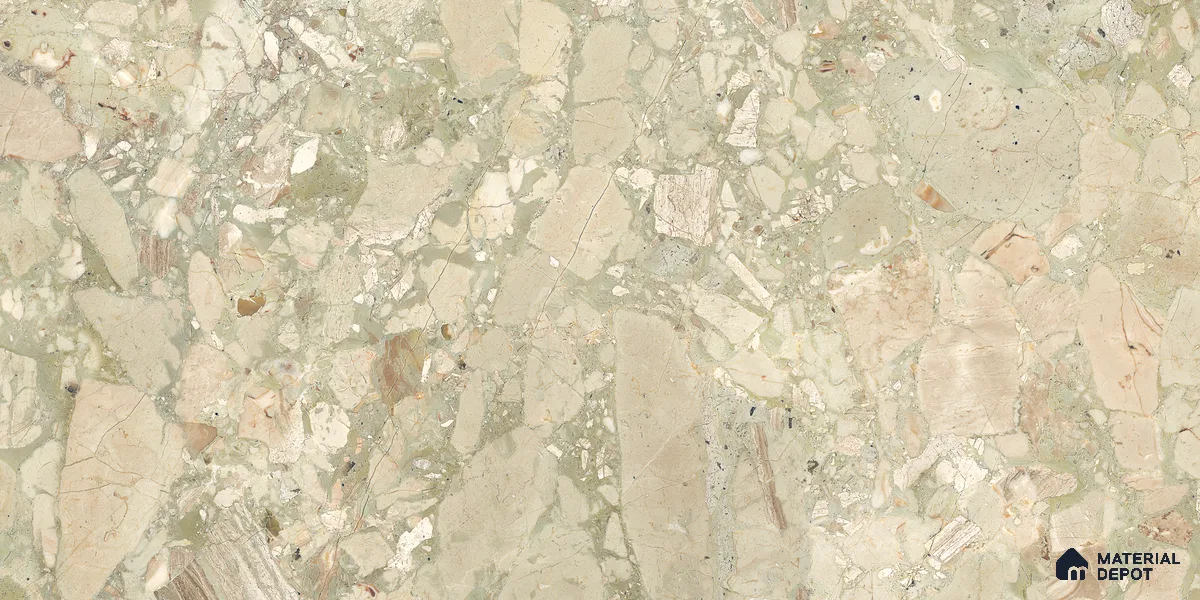 Stone Floor & Wall Tile TL 10857 Floricca Breccia Natural 4 ft x 2 ft Glossy Finish Vitrified Tile - 9 mm | 8 Random Designs | Suitable for Living Room, Bedroom & Kitchen