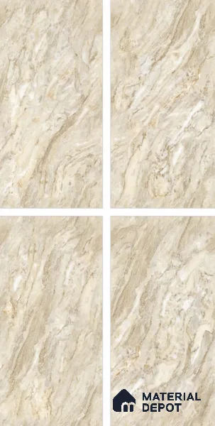 Endless Marble Floor & Wall Tile TL 10862 Blossaria Beige 4 ft x 2 ft Glossy Finish Vitrified Tile - 9 mm | 5 Random Designs | Suitable for Living Room, Bedroom & Kitchen