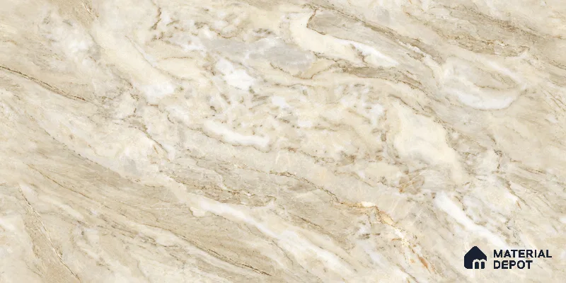Endless Marble Floor & Wall Tile TL 10862 Blossaria Beige 4 ft x 2 ft Glossy Finish Vitrified Tile - 9 mm | 5 Random Designs | Suitable for Living Room, Bedroom & Kitchen