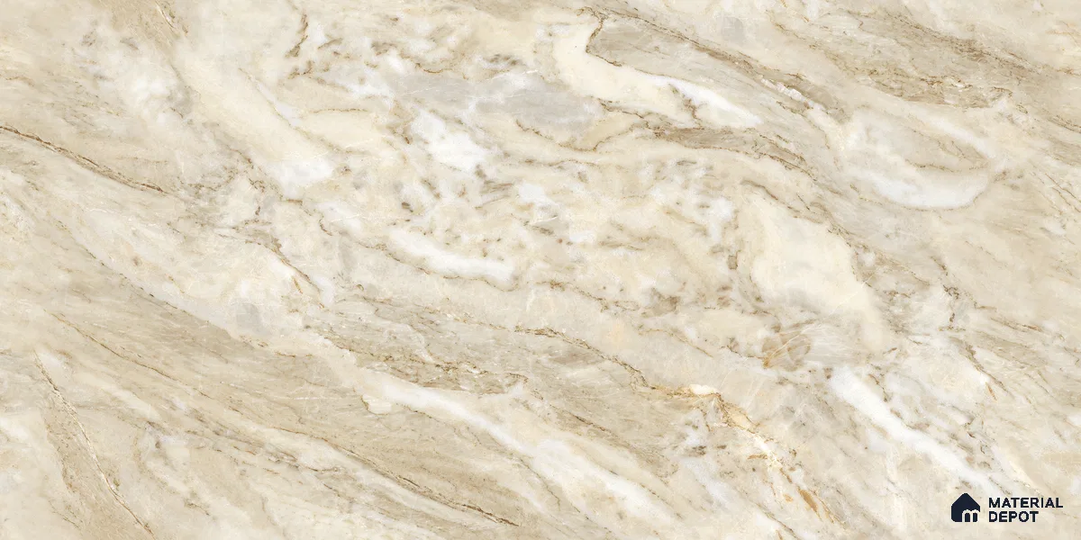 Endless Marble Floor & Wall Tile TL 10862 Blossaria Beige 4 ft x 2 ft Glossy Finish Vitrified Tile - 9 mm | 5 Random Designs | Suitable for Living Room, Bedroom & Kitchen