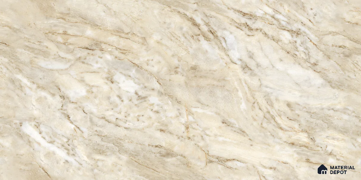Endless Marble Floor & Wall Tile TL 10862 Blossaria Beige 4 ft x 2 ft Glossy Finish Vitrified Tile - 9 mm | 5 Random Designs | Suitable for Living Room, Bedroom & Kitchen