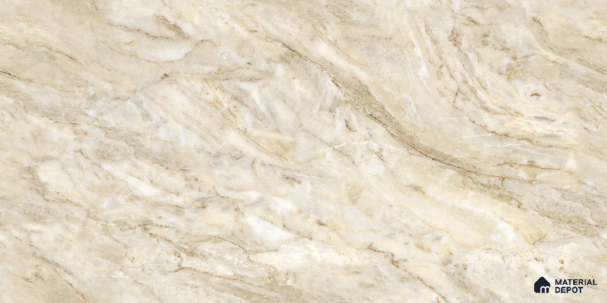 Endless Marble Floor & Wall Tile TL 10862 Blossaria Beige 4 ft x 2 ft Glossy Finish Vitrified Tile - 9 mm | 5 Random Designs | Suitable for Living Room, Bedroom & Kitchen