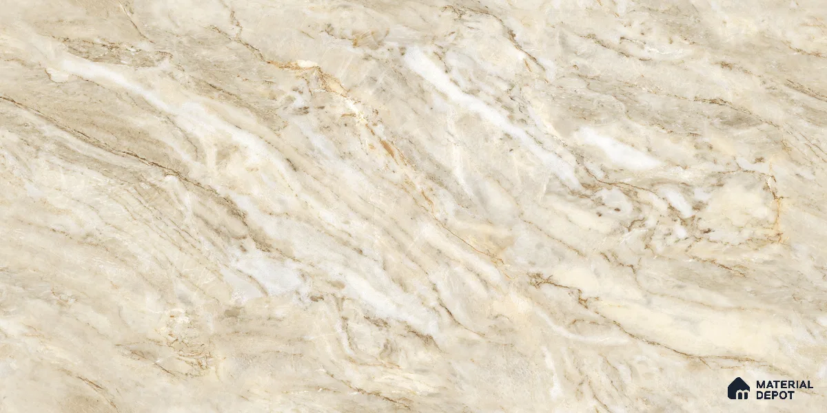 Endless Marble Floor & Wall Tile TL 10862 Blossaria Beige 4 ft x 2 ft Glossy Finish Vitrified Tile - 9 mm | 5 Random Designs | Suitable for Living Room, Bedroom & Kitchen