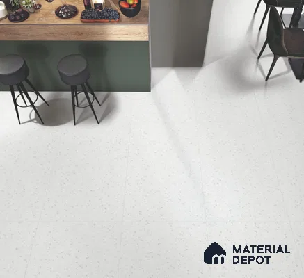 Terrazzo Floor & Wall Tile TL 10852 B Lucifer White 4 ft x 2 ft Carving Matte Finish Vitrified Tile - 9 mm | 5 Random Designs | Suitable for Living Room, Bedroom & Kitchen