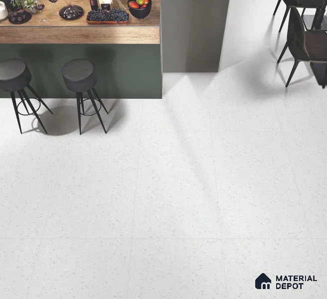 Terrazzo Floor & Wall Tile TL 10852 B Lucifer White 4 ft x 2 ft Carving Matte Finish Vitrified Tile - 9 mm | 5 Random Designs | Suitable for Living Room, Bedroom & Kitchen